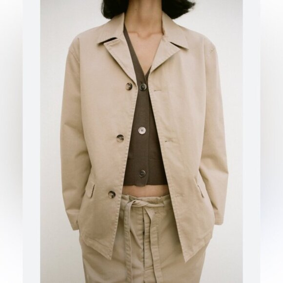 Zara Tan Trench Jacket Size Xlarge - Picture 3 of 16
